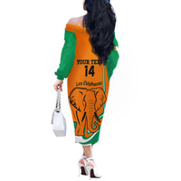 Custom Ivory Coast Football Off The Shoulder Long Sleeve Dress 2024 Go Champions Les Elephants - Wonder Print Shop