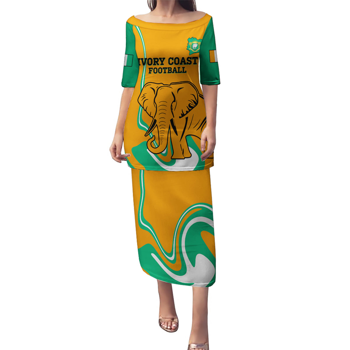 Custom Ivory Coast Football Puletasi 2024 Go Champions Les Elephants - Wonder Print Shop