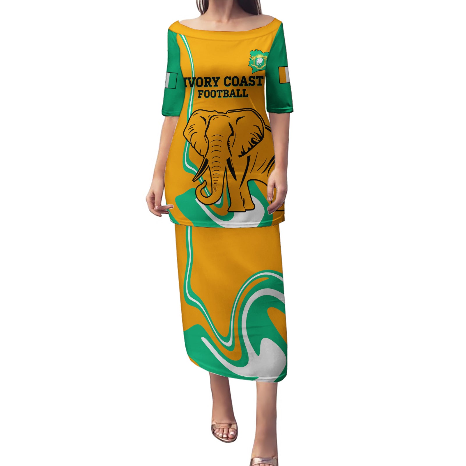 Custom Ivory Coast Football Puletasi 2024 Go Champions Les Elephants - Wonder Print Shop