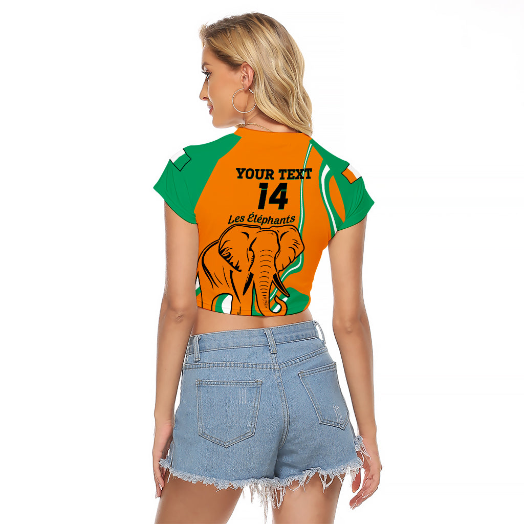 Custom Ivory Coast Football Raglan Cropped T Shirt 2024 Go Champions Les Elephants - Wonder Print Shop