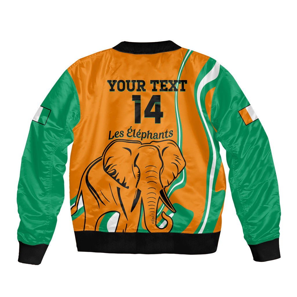 Custom Ivory Coast Football Sleeve Zip Bomber Jacket 2024 Go Champions Les Elephants - Wonder Print Shop