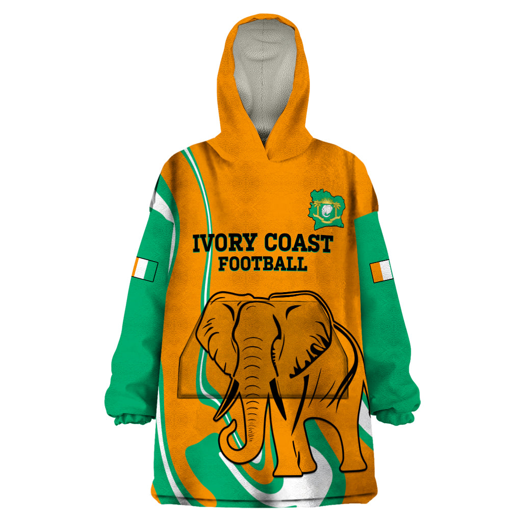 Custom Ivory Coast Football Wearable Blanket Hoodie 2024 Go Champions Les Elephants - Wonder Print Shop