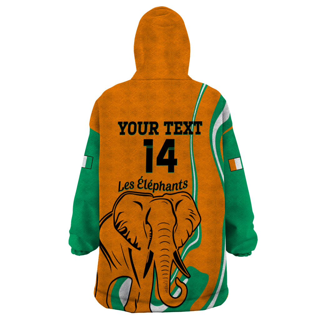 Custom Ivory Coast Football Wearable Blanket Hoodie 2024 Go Champions Les Elephants - Wonder Print Shop