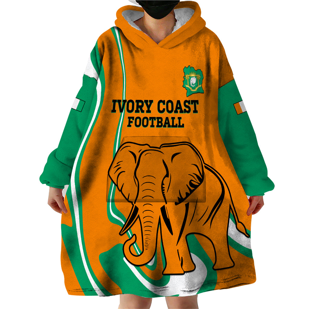 Custom Ivory Coast Football Wearable Blanket Hoodie 2024 Go Champions Les Elephants - Wonder Print Shop