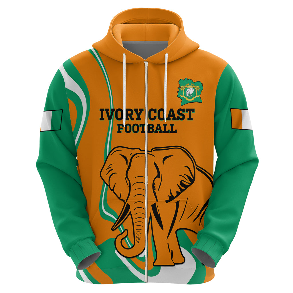 Custom Ivory Coast Football Zip Hoodie 2024 Go Champions Les Elephants - Wonder Print Shop