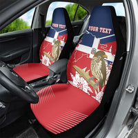 Personalized Dominican Republic Independence Day Car Seat Cover Palmchat With Map