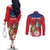 Personalized Dominican Republic Independence Day Couples Matching Off The Shoulder Long Sleeve Dress and Long Sleeve Button Shirt Palmchat With Map