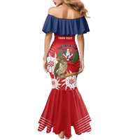 Personalized Dominican Republic Independence Day Family Matching Mermaid Dress and Hawaiian Shirt Palmchat With Map
