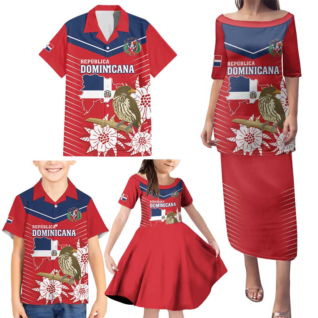 Personalized Dominican Republic Independence Day Family Matching Puletasi and Hawaiian Shirt Palmchat With Map