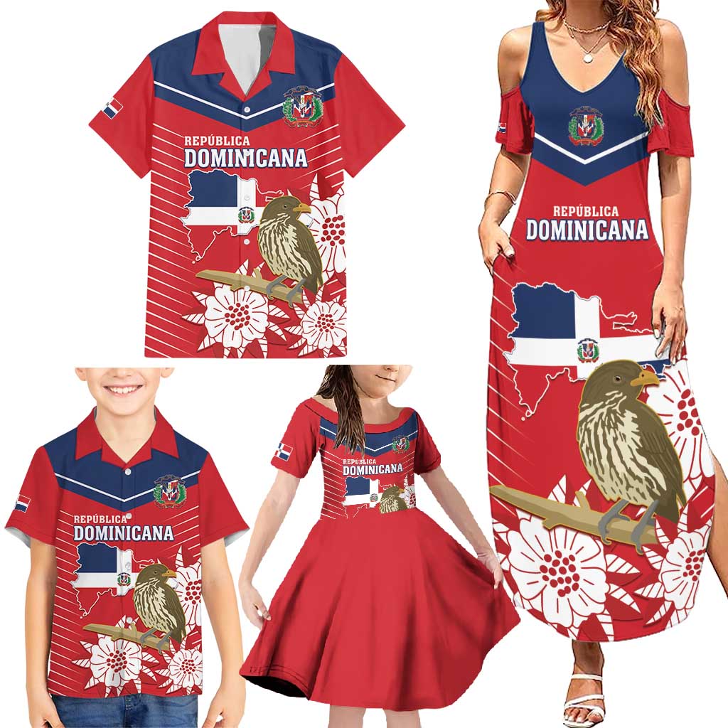 Personalized Dominican Republic Independence Day Family Matching Summer Maxi Dress and Hawaiian Shirt Palmchat With Map