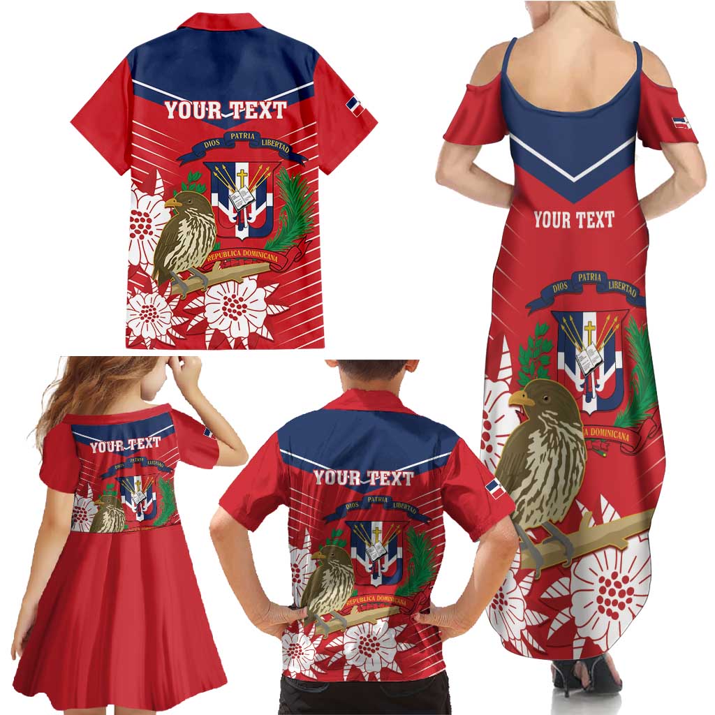 Personalized Dominican Republic Independence Day Family Matching Summer Maxi Dress and Hawaiian Shirt Palmchat With Map