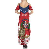 Personalized Dominican Republic Independence Day Family Matching Summer Maxi Dress and Hawaiian Shirt Palmchat With Map