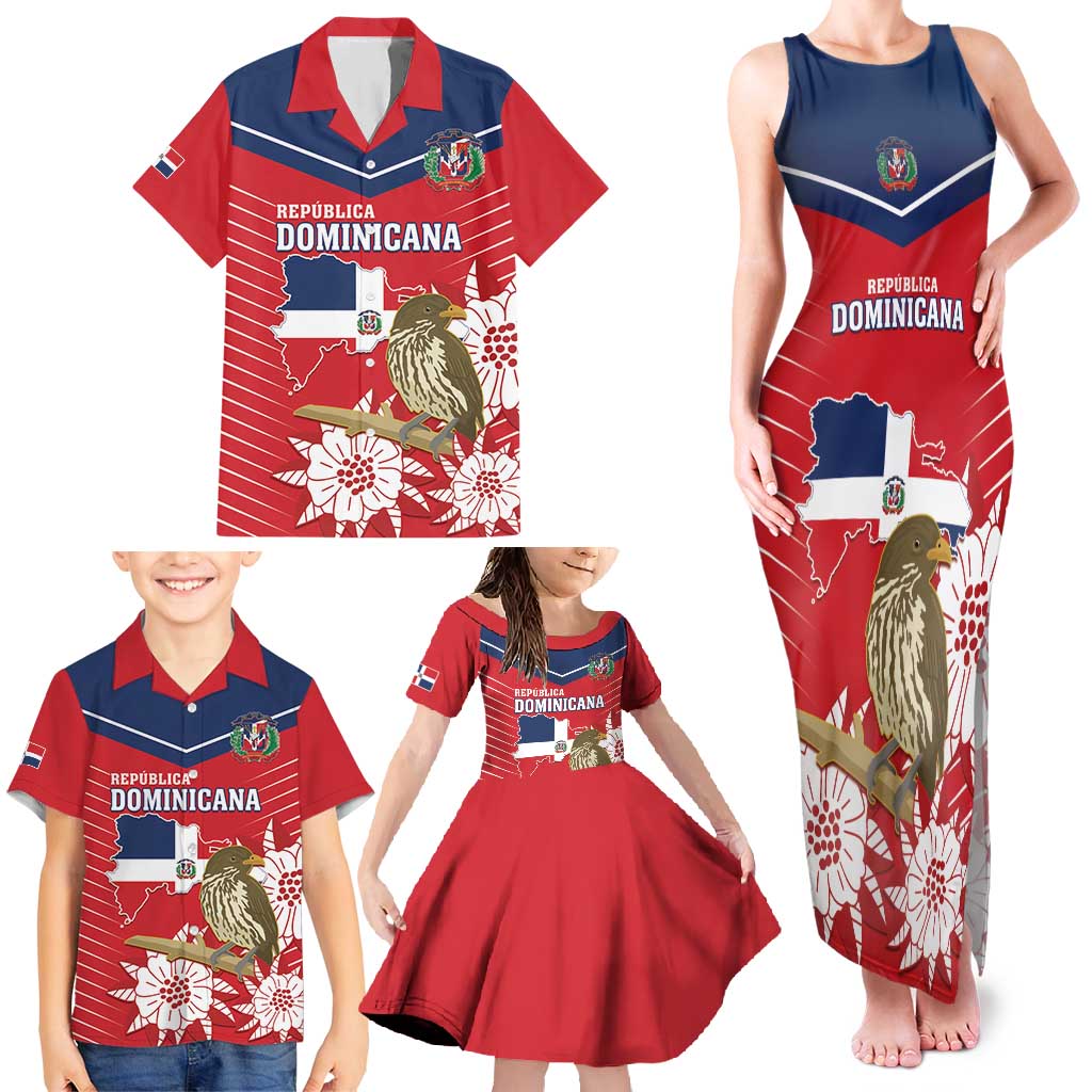 Personalized Dominican Republic Independence Day Family Matching Tank Maxi Dress and Hawaiian Shirt Palmchat With Map