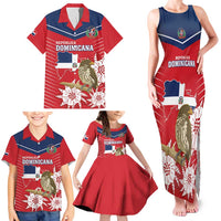 Personalized Dominican Republic Independence Day Family Matching Tank Maxi Dress and Hawaiian Shirt Palmchat With Map