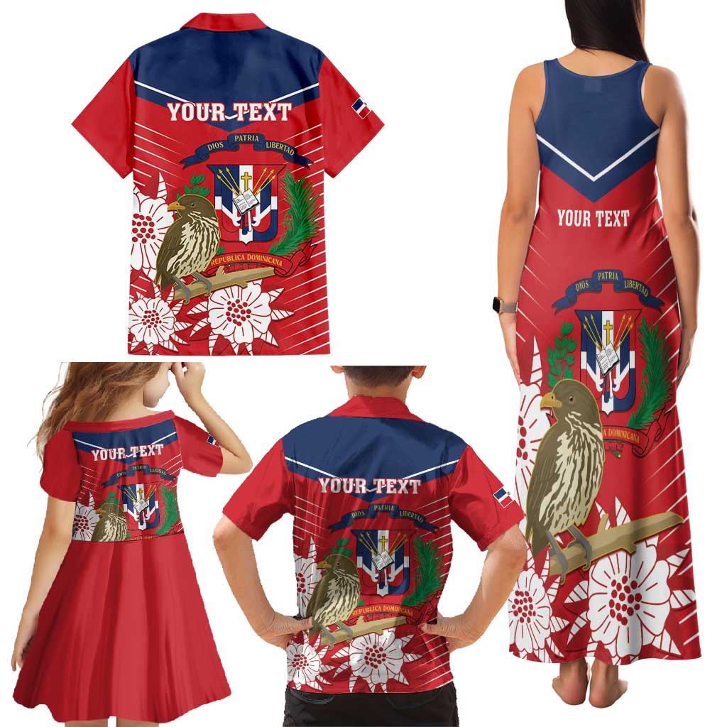 Personalized Dominican Republic Independence Day Family Matching Tank Maxi Dress and Hawaiian Shirt Palmchat With Map