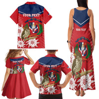 Personalized Dominican Republic Independence Day Family Matching Tank Maxi Dress and Hawaiian Shirt Palmchat With Map