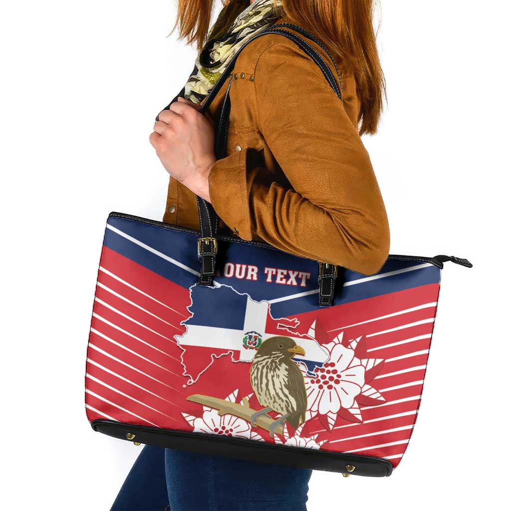 Personalized Dominican Republic Independence Day Leather Tote Bag Palmchat With Map
