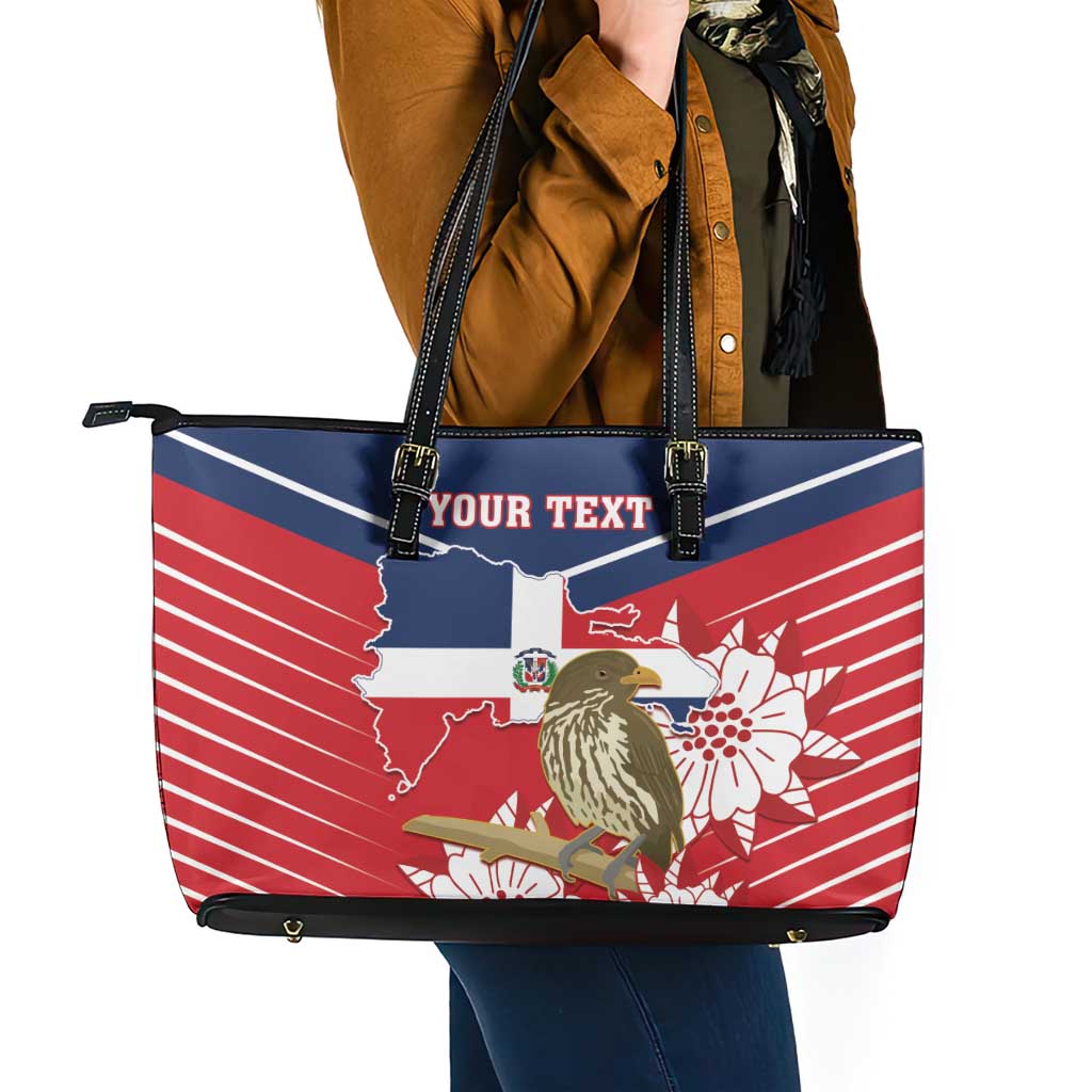 Personalized Dominican Republic Independence Day Leather Tote Bag Palmchat With Map