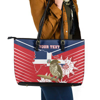 Personalized Dominican Republic Independence Day Leather Tote Bag Palmchat With Map