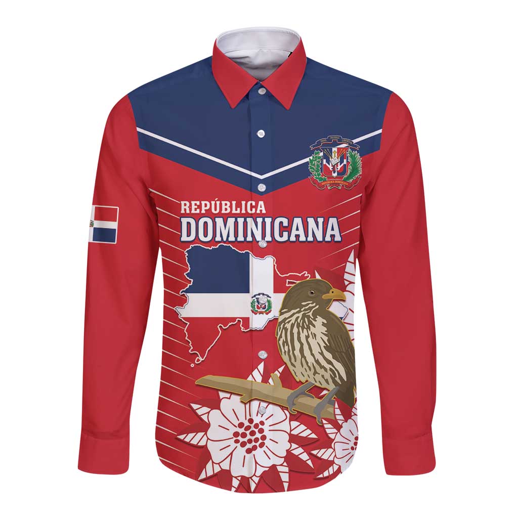 Personalized Dominican Republic Independence Day Long Sleeve Button Shirt Palmchat With Map