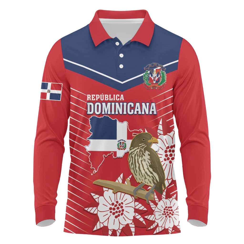 Personalized Dominican Republic Independence Day Long Sleeve Polo Shirt Palmchat With Map