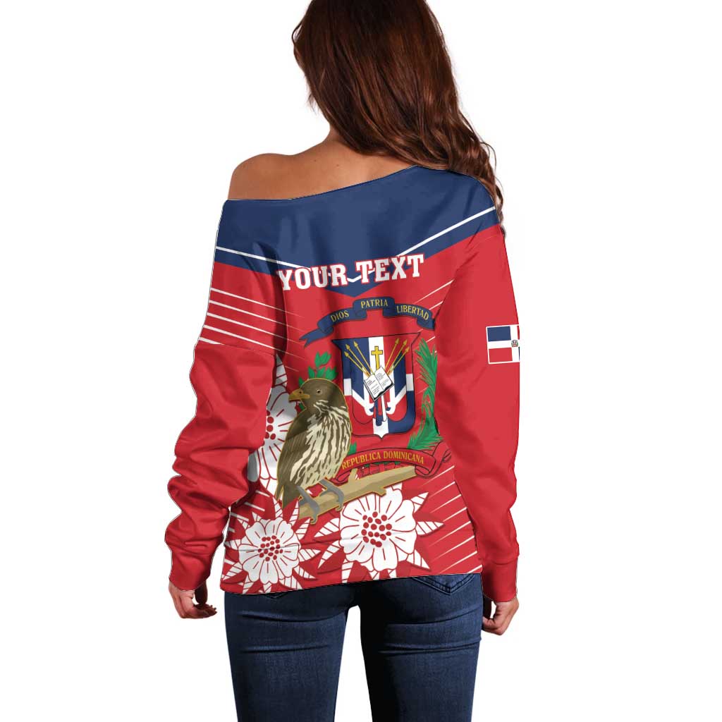 Personalized Dominican Republic Independence Day Off Shoulder Sweater Palmchat With Map