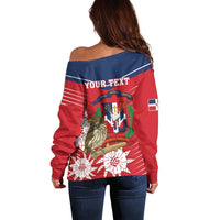 Personalized Dominican Republic Independence Day Off Shoulder Sweater Palmchat With Map