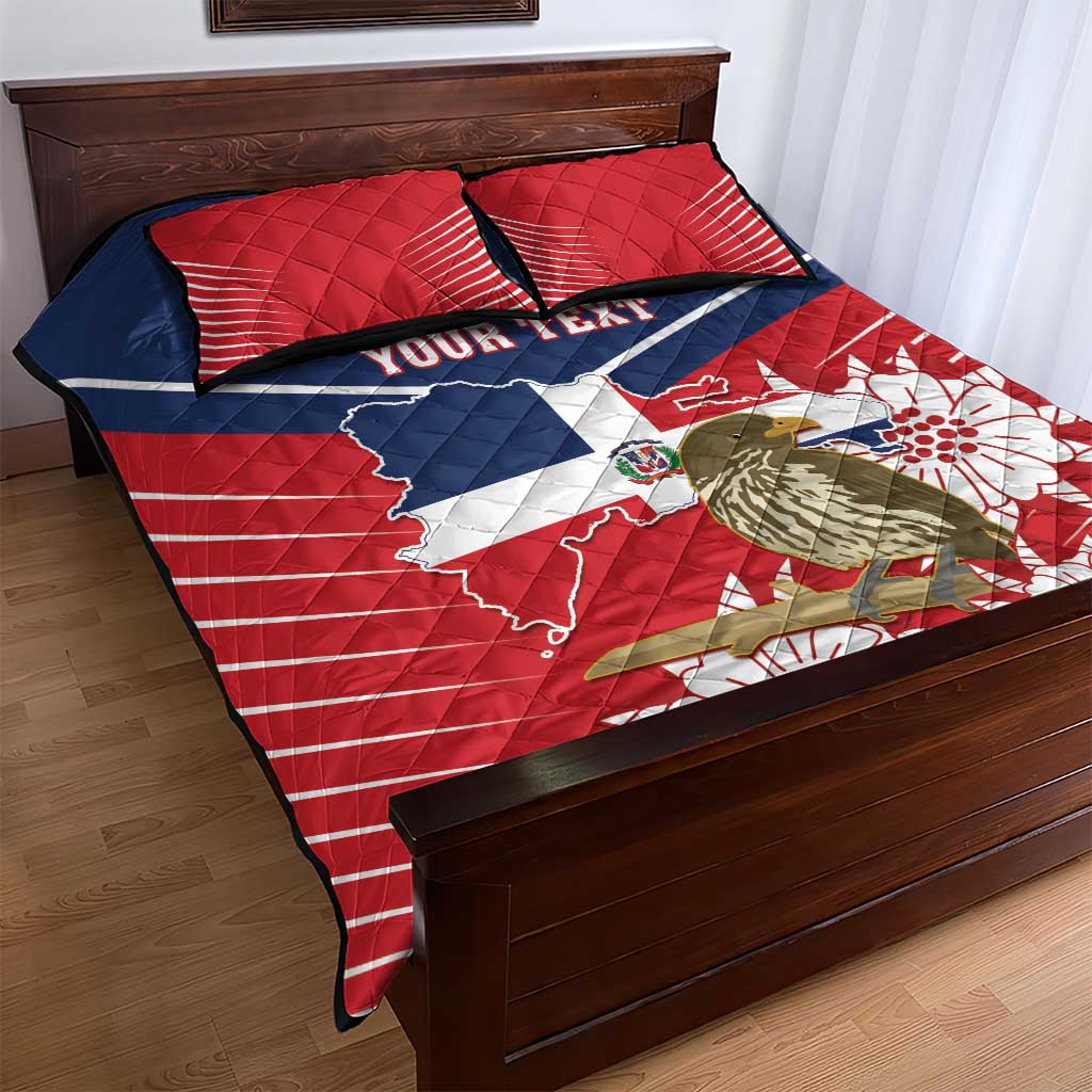 Personalized Dominican Republic Independence Day Quilt Bed Set Palmchat With Map
