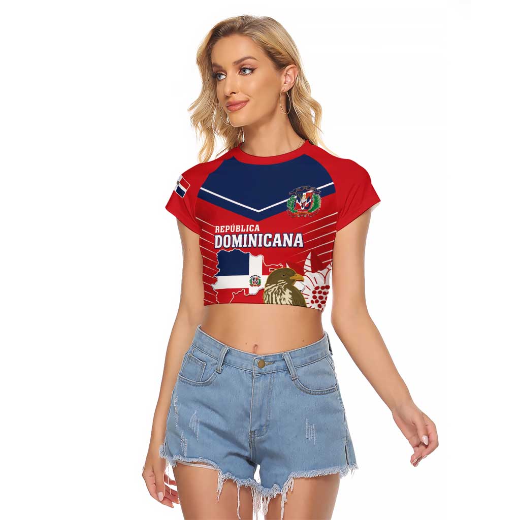 Personalized Dominican Republic Independence Day Raglan Cropped T Shirt Palmchat With Map