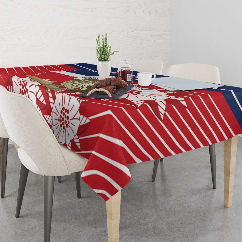 Personalized Dominican Republic Independence Day Tablecloth Palmchat With Map