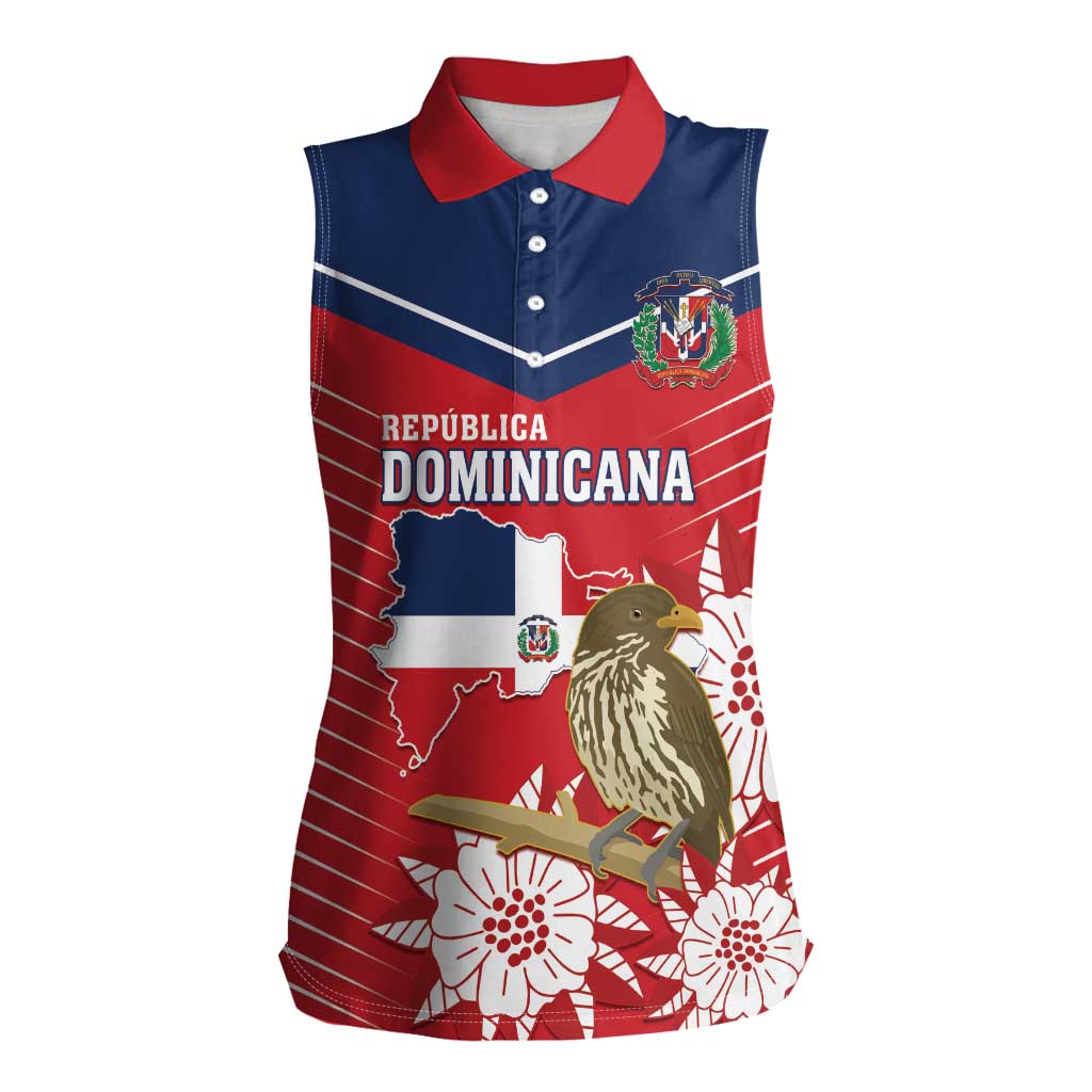 Personalized Dominican Republic Independence Day Women Sleeveless Polo Shirt Palmchat With Map - Wonder Print Shop