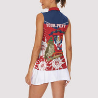 Personalized Dominican Republic Independence Day Women Sleeveless Polo Shirt Palmchat With Map - Wonder Print Shop