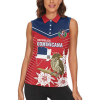 Personalized Dominican Republic Independence Day Women Sleeveless Polo Shirt Palmchat With Map - Wonder Print Shop