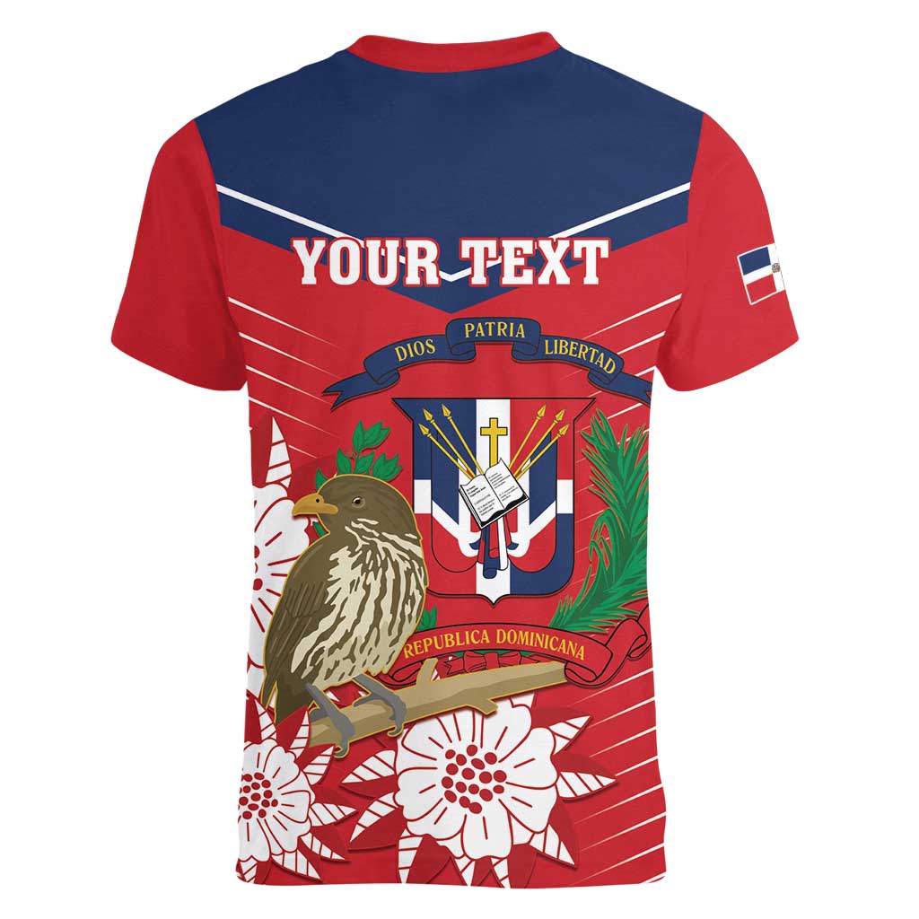 Personalized Dominican Republic Independence Day Women V-Neck T-Shirt Palmchat With Map - Wonder Print Shop