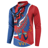 Carnival Dominicano Button Sweatshirt Dominican Republic Diablos Cojuelos Mask