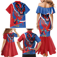 Carnival Dominicano Family Matching Mermaid Dress and Hawaiian Shirt Dominican Republic Diablos Cojuelos Mask