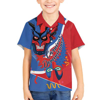 Carnival Dominicano Family Matching Short Sleeve Bodycon Dress and Hawaiian Shirt Dominican Republic Diablos Cojuelos Mask