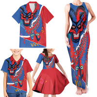 Carnival Dominicano Family Matching Tank Maxi Dress and Hawaiian Shirt Dominican Republic Diablos Cojuelos Mask