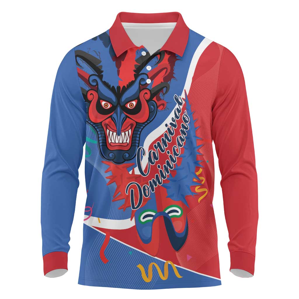 Carnival Dominicano Long Sleeve Polo Shirt Dominican Republic Diablos Cojuelos Mask