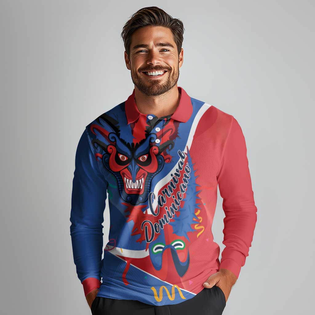 Carnival Dominicano Long Sleeve Polo Shirt Dominican Republic Diablos Cojuelos Mask