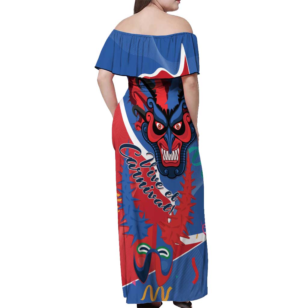Carnival Dominicano Off Shoulder Maxi Dress Dominican Republic Diablos Cojuelos Mask