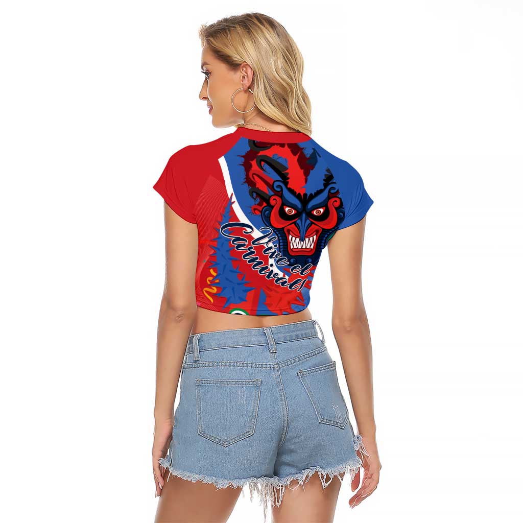 Carnival Dominicano Raglan Cropped T Shirt Dominican Republic Diablos Cojuelos Mask
