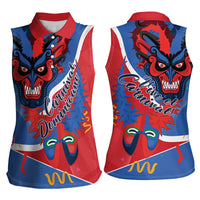 Carnival Dominicano Women Sleeveless Polo Shirt Dominican Republic Diablos Cojuelos Mask - Wonder Print Shop