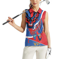 Carnival Dominicano Women Sleeveless Polo Shirt Dominican Republic Diablos Cojuelos Mask - Wonder Print Shop