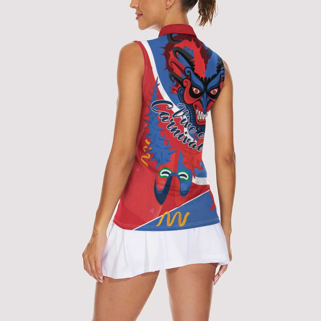 Carnival Dominicano Women Sleeveless Polo Shirt Dominican Republic Diablos Cojuelos Mask - Wonder Print Shop
