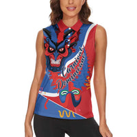 Carnival Dominicano Women Sleeveless Polo Shirt Dominican Republic Diablos Cojuelos Mask - Wonder Print Shop