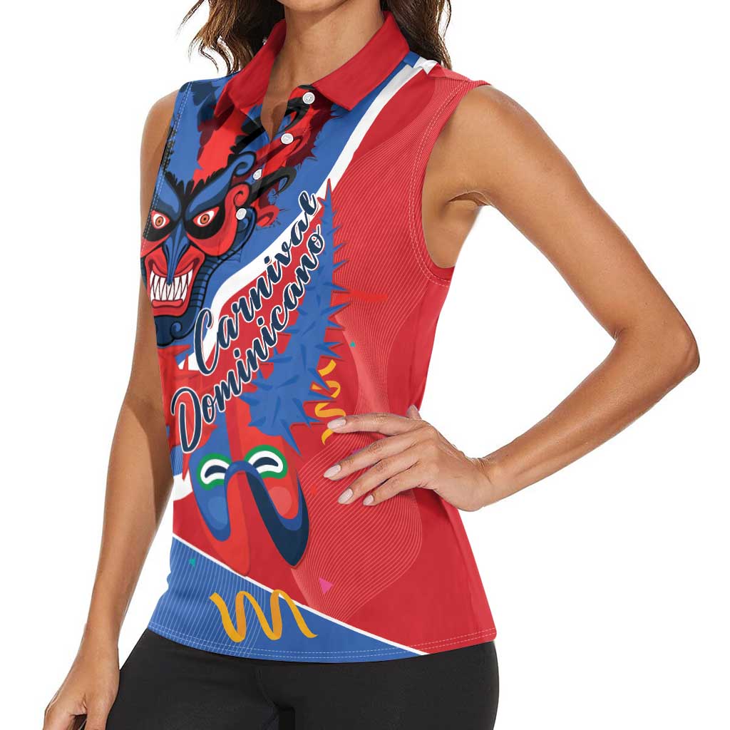 Carnival Dominicano Women Sleeveless Polo Shirt Dominican Republic Diablos Cojuelos Mask - Wonder Print Shop