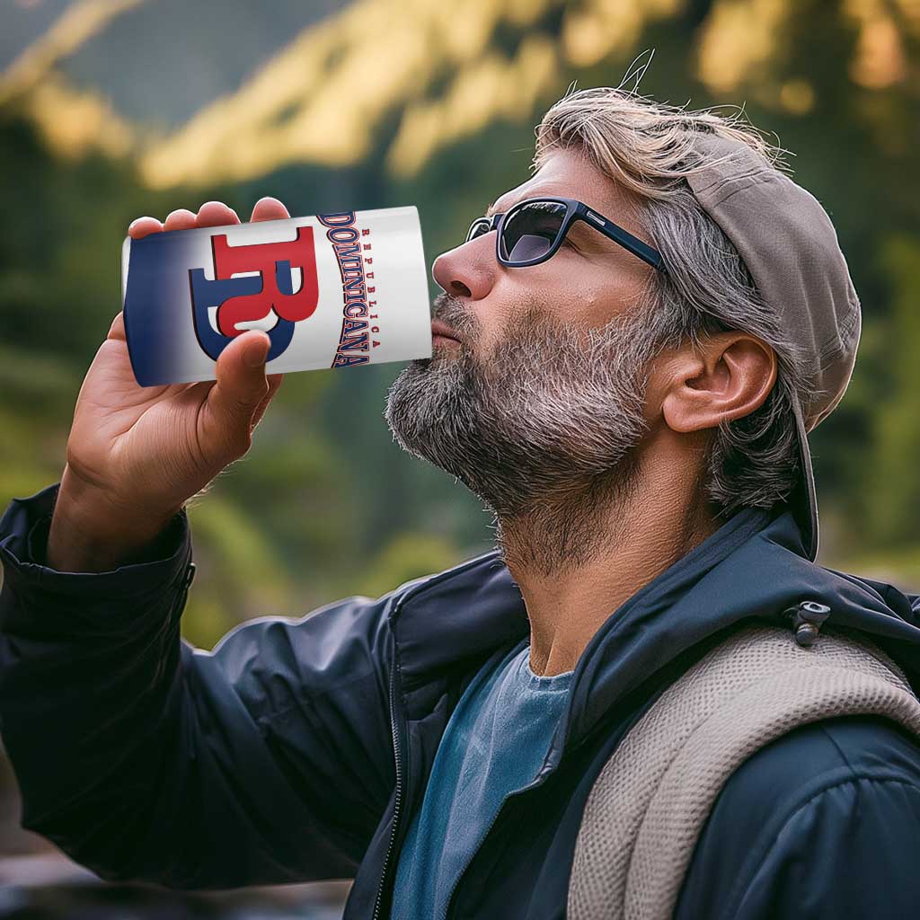 Custom Dominican Republic 2025 Baseball 4 in 1 Can Cooler Tumbler Go Champions Flag Style