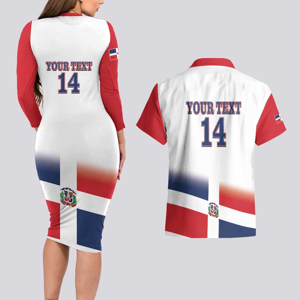 Custom Dominican Republic 2025 Baseball Couples Matching Long Sleeve Bodycon Dress and Hawaiian Shirt Go Champions Flag Style