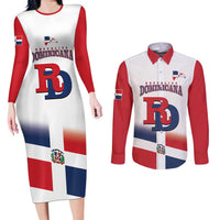 Custom Dominican Republic 2025 Baseball Couples Matching Long Sleeve Bodycon Dress and Long Sleeve Button Shirt Go Champions Flag Style